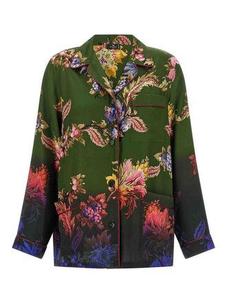 Etro Green Floral Print Shirt