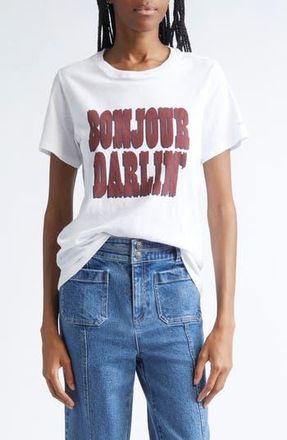 Cinq &agrave; Sept Bonjour Darlin Graphic T-Shirt in White/wineberry at Nordstrom Rack, Size X-Small