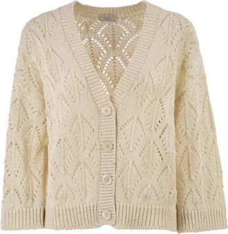 PESERICO Bladesteek Vest - Dames - Vesten - Beige - M - Katoen - Truien & Vesten