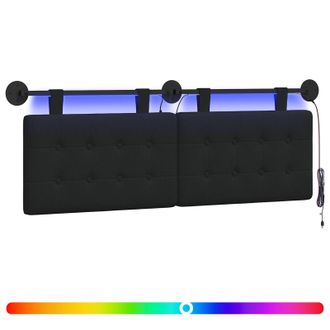 vidaXL Cabecero Colgante Con Luz Led Negro Tela Vidaxl