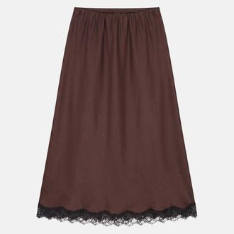 La Redoute Collections Lange rok van satijn en kant met elastische tailleband
