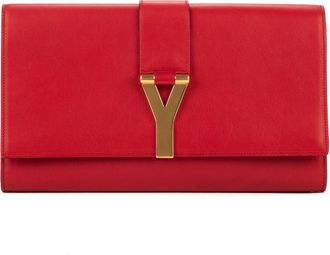 Saint Laurent Pre-owned Womens Classic Y Line Clutch Handbag - Red - One Size