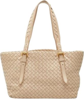 Bottega Veneta Pre-owned Vintage Leren Schoudertas - Dames - Vintage Shopper - Beige - ONE Size - Leer - Vintage