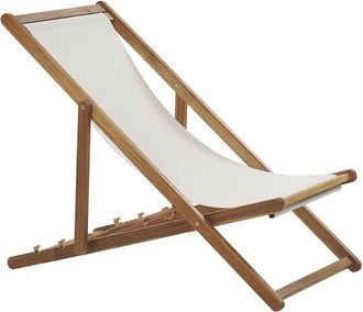 Beliani Tumbona de madera blanco crema