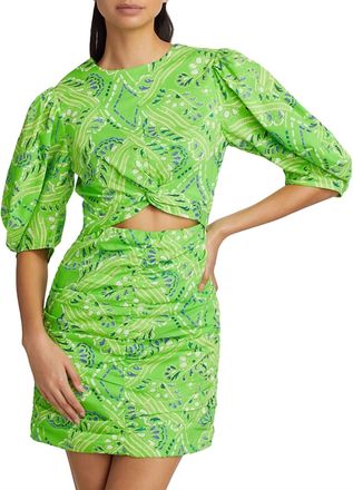 Rhode Resort Isla Mini Dress In Lime Diamond Stitch