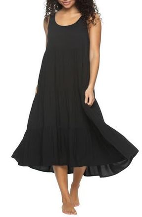 Felina Isabella Tiered Challis Nightgown in Black at Nordstrom Rack, Size Medium
