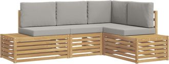 vidaXL Conjunto De Sof&aacute;s De Exterior 4 Pieza Blanco Y Gris Claro Vidaxl