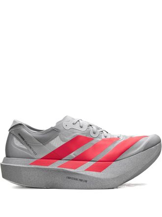 adidas Adizero Adios Pro Evo 2 Silver Metallic/Lucid Red/Grey Two sneakers