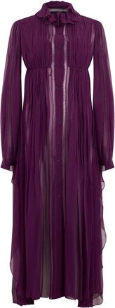 Alberta Ferretti Lange jurk met knopen - Dames - Maxi kleedjes - Paars - S - Kleedjes