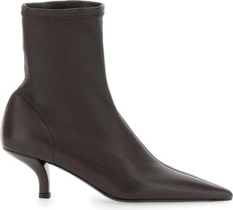 Toteme Enkellaarsjes met puntneus - Dames - Laarzen met Hak - Bruin - 38 EU - Leer - Schoenen