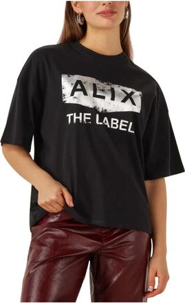 ALIX The Label Alix The Label, Tops, Dames, Zwart, S, Katoen, Foil Print T-Shirt