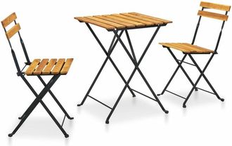 vidaXL Mesa Y Sillas Bistr&oacute; Plegables 3 Pzas Madera Maciza De Acacia Vidaxl