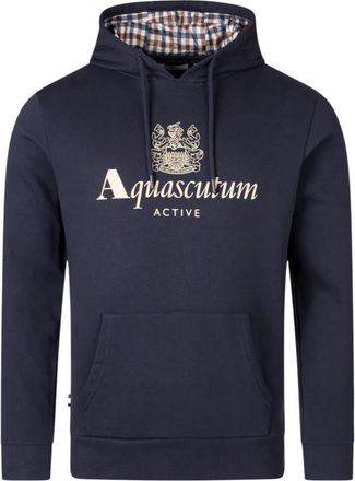 Aquascutum Grote Logo Hoodie - Heren - Hoodies - Blauw - XL - Hoodies & sweatvesten