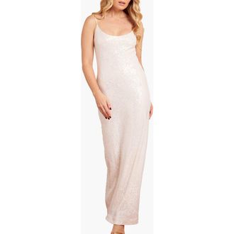 Needle & Thread Yvonne Sequin Cami Gown in Cream at Nordstrom, Size 10