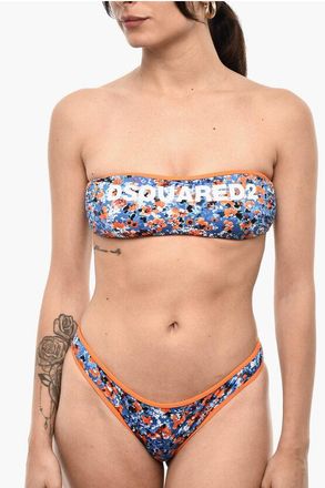 Dsquared2 Floral-Motif Bandeau Bikini Top size 40
