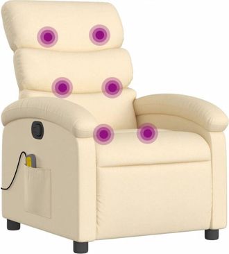vidaXL Poltrona Massaggiante Reclinabile Crema in Tessuto - Vidaxl