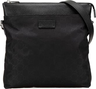 Gucci Pre-owned Cross Body Bags, female, Black, Size: ONE SIZE Pre-owned GG Nylon Flat Messenger Bag