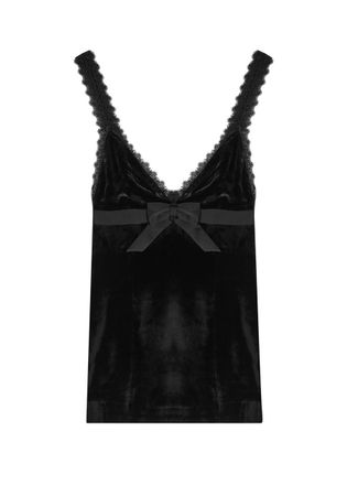Ronny Kobo Emmi Bow-embellished Velvet Mini Dress - Black - S (UK8-10 / S)