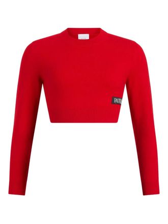 Patou logo-patch merino-cashmere sweater - women - Cashmere/Merino - L - Red