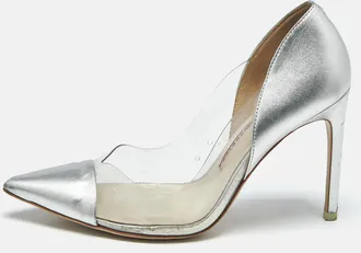 Sophia Webster Silver/pink Leather And Pvc Daria Pointed Toe Pumps