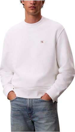 Calvin Klein Jeans Hoodies & sweatvesten, Heren, Wit, XL, Katoen, LS EU Badge 350Terry