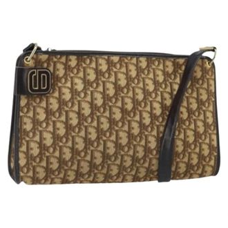 Dior Pre-owned Shoulder Bags, female, Beige, Size: ONE SIZE Pre-owned Vintage Trotter Canvas Shoulder Bag