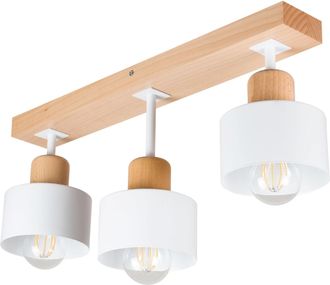 OEM L&aacute;mpara De Techo Blanca De Madera Y Metal De Estilo Escandinavo, 3xe27, Iluminaci&oacute;n Led Moderna Para Sal&oacute;n, Cocina, Dormitorio, Habitaci&oacute;n Infantil, L