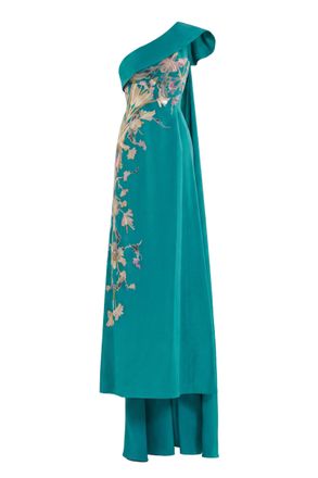 Saiid Kobeisy One Shoulder Embroidered Crepe Dress