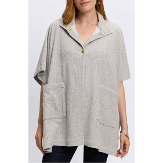 Foxcroft Aspyn Cable Stitch Snap Front Knit Cape in Charcoal Heathe at Nordstrom Rack, Size Large/x-Large
