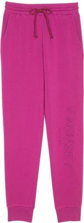 Twinset Katoenen Fuchsia Broek met Geborduurd Logo - Dames - Sweatpants - Paars - 2XS - Katoen - Broeken