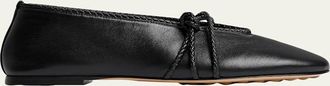 Bottega Veneta Lucia Lagoon Nappa Leather Ballerina Flats