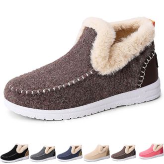 Generic Cozy Orthopedic Fleece Slip-On Boots, Winter Warm Plush Lined Non-Slip Comfort Shoes, for Men and Women (Brown,11.5)