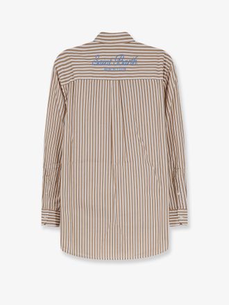 MC2 Saint Barth Womens Striped Cotton Shirt Beige