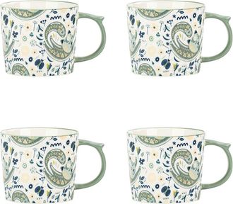 10 Strawberry Street Set of 4 Madison Mugs, Paisly Cat