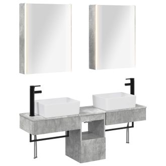 vidaXL Juego De Muebles De Ba&ntilde;o 5 Uds. Gris Hormig&oacute;n Vidaxl