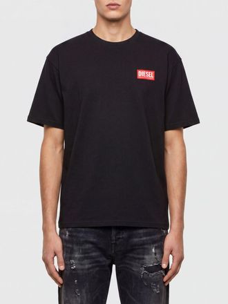 Diesel T-shirt in cotone a girocollo con logo a contrasto e vestibilit&agrave; regular