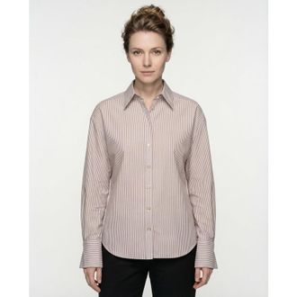 Brunello Cucinelli Camel Striped Relaxed Shirt, Size 3XL