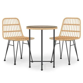 Berkfield Home 3 Piece Garden Dining Set Poly Rattan in Brown