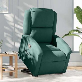 vidaXL Vidaxl - Sill&oacute;n Reclinable Elevable Terciopelo Verde Oscuro