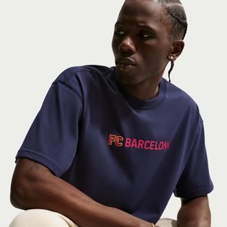 Nike FC Barcelona Premium Nike Mens Soccer T-Shirt in Blue | IM1680-498