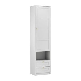 Petits Meubles Armario de 1 puerta y 2 cajones paneles laminados blanco