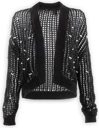 Saachi Faux Pearl Embellished Cardigan in Black at Nordstrom Rack