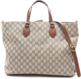 Gucci Beige Brown Pvc Leather Handbag Tote Bag (Pre-Owned)