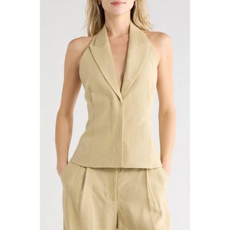 TWP Kaitlyn Halter Neck Linen Vest in Safari at Nordstrom Rack, Size Xx-Small