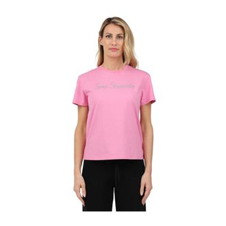 MC2 Saint Barth T-Shirts, female, Pink, S, Sparkling Text T-Shirt