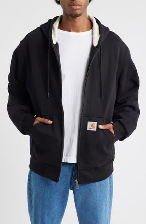 Carhartt Work in Progress Active Zip Hoodie in Black at Nordstrom, Size X-Small