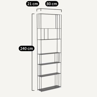 AM.PM Boekenrek in staal H240 cm, Parallel XL slim