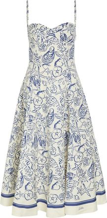 SIMKHAI Analise Printed Linen-blend Midi Dress - Blue - S (UK8-10 / S)