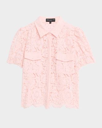 Generation Love Mina Lace Puff-Sleeve Shirt