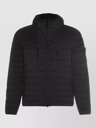 Stone Island hooded down jacket quilted design pockets